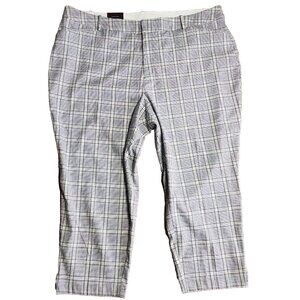 NWT AVA & VIV Black White Plaid Pull On High Rise Ankle Pants Womens Size 26